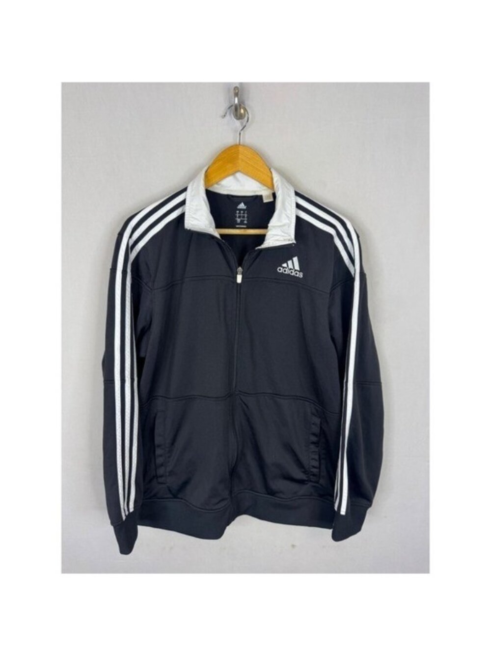 Adidas Mens Black White 3 Stripe Full Zip Track Jacket Z70069 AUF002 Size L